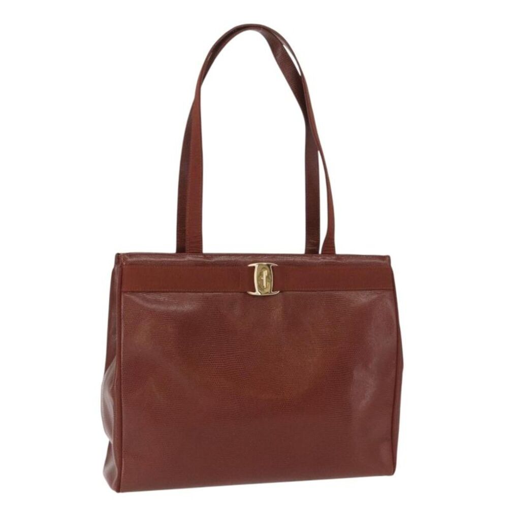 Salvatore Ferragamo Vala Tote Leather Brown Leather Tote Bag Bag